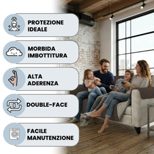 COPRIDIVANO TRENDY, Waterproof, Microfibra, No Stiro, Doubleface - MARRONE/PANNA
