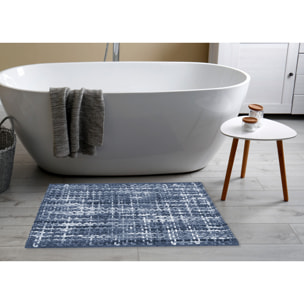Tappeto Bagno Doccia Antiscivolo Super Assorbente Modello Plot Blu