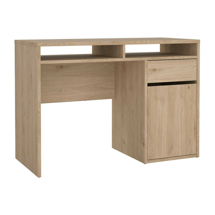 Scrivania Abbadu, Scrittoio multiuso, Tavolo per ufficio porta PC, Piano di lavoro, 110x48 h77 cm, Rovere