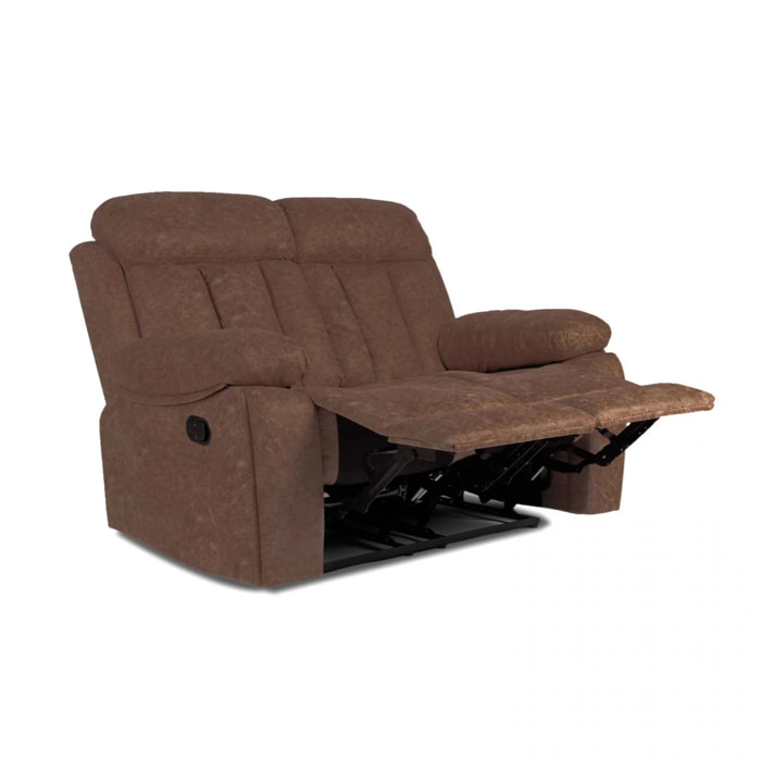 Sofá relax de 2 plazas con reposapiés elevable en chocolate 152 cm Kendal Chocolate