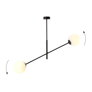 Lampada a sospensione LINEAR con struttura in acciaio nero e sfere in vetro