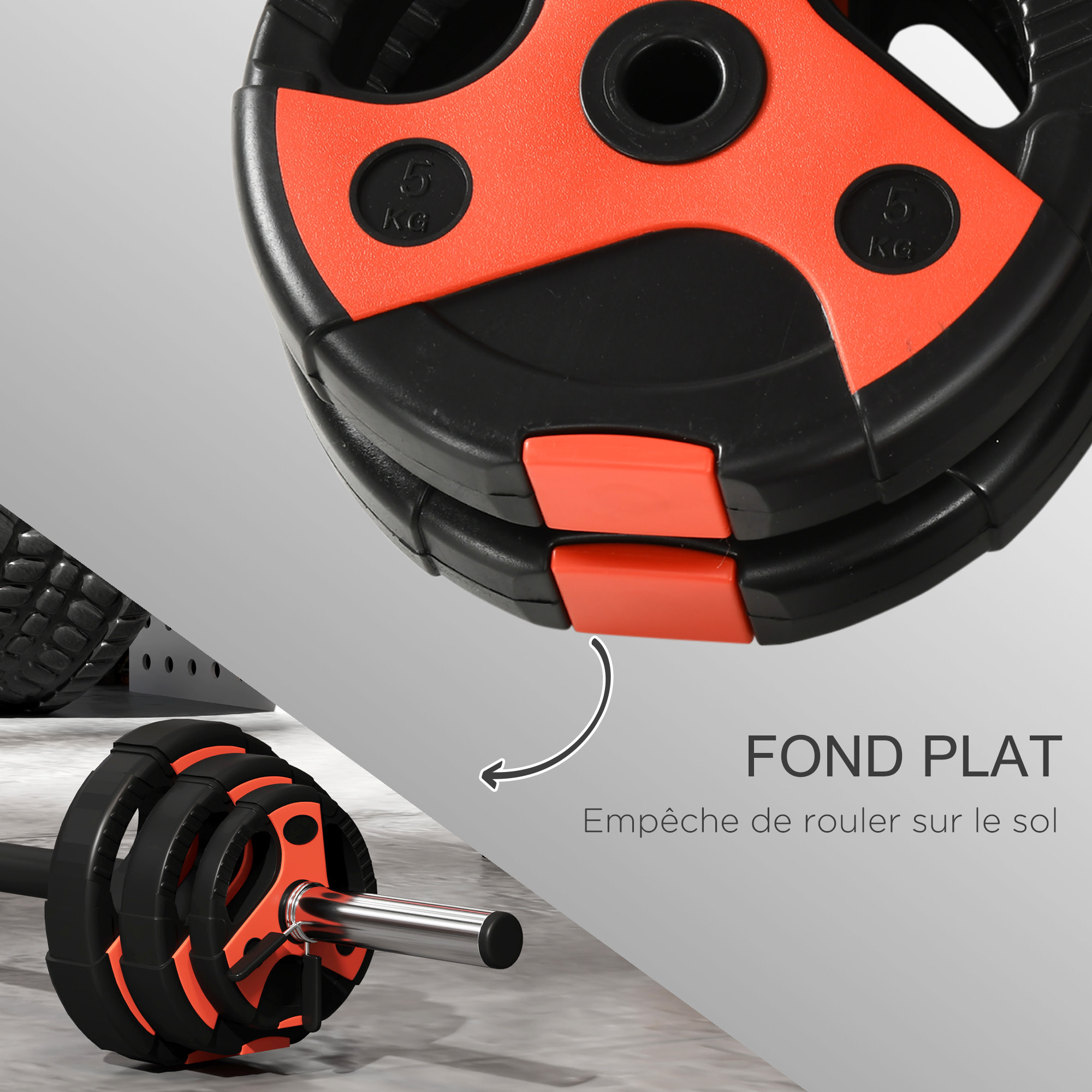 Kit pump 20 Kg - barre et poids de musculation 1,40 m 27 mm - sets de barre de musculation - noir rouge