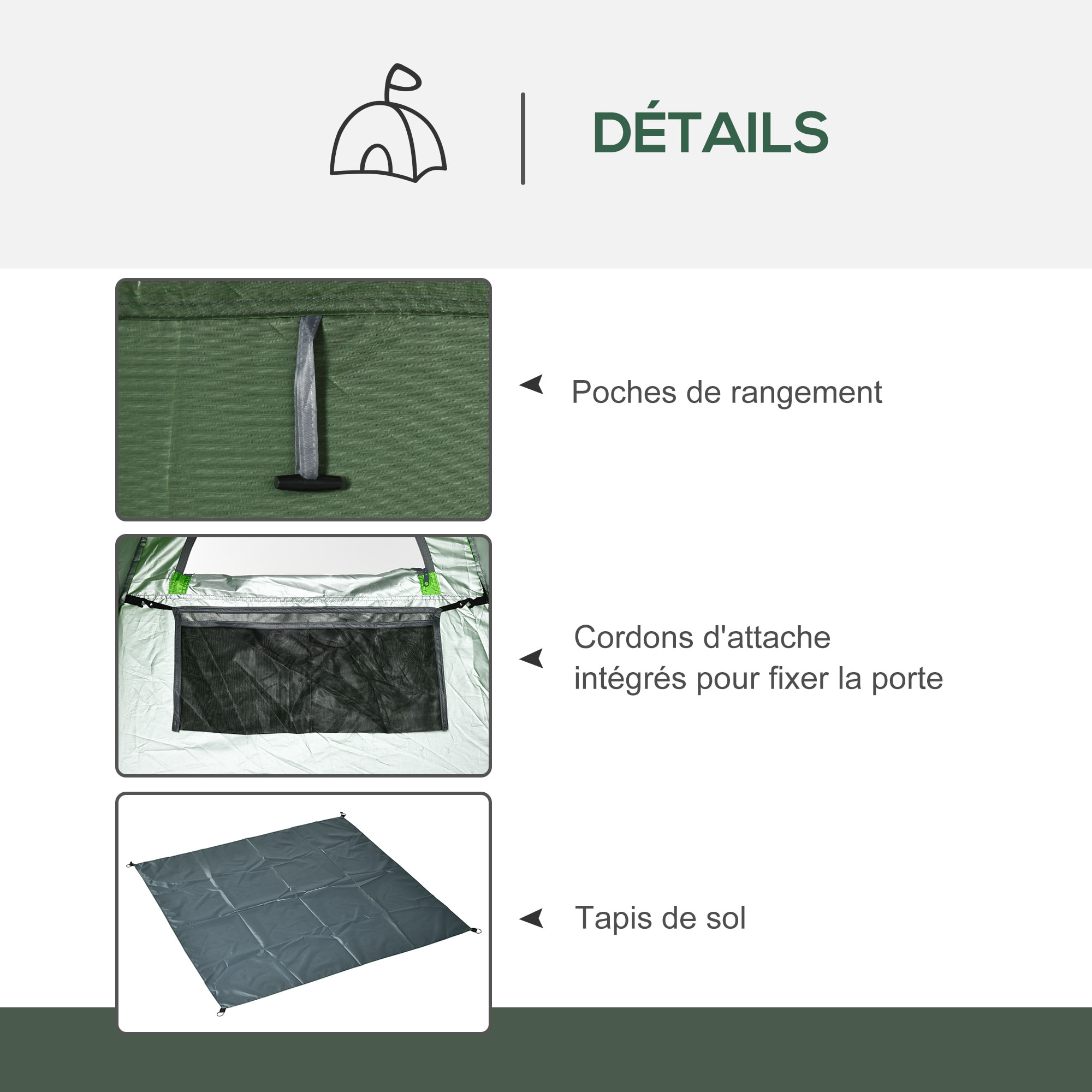 Tente de douche pliable pop-up automatique instantanée cabinet de changement camping polyester vert