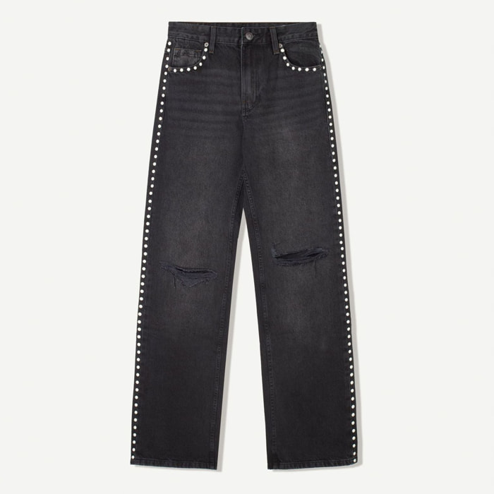 Jeans - corte ancho - 100% algodón - negro denim 