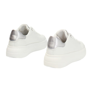 Zapatillas blancas-plata tacón 5 cm