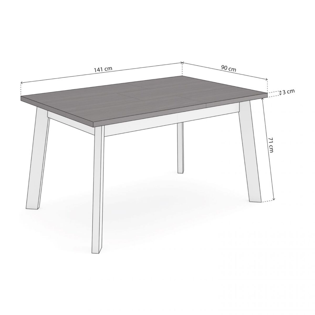 Mesa de comedor Naira 140 Negro Blanco