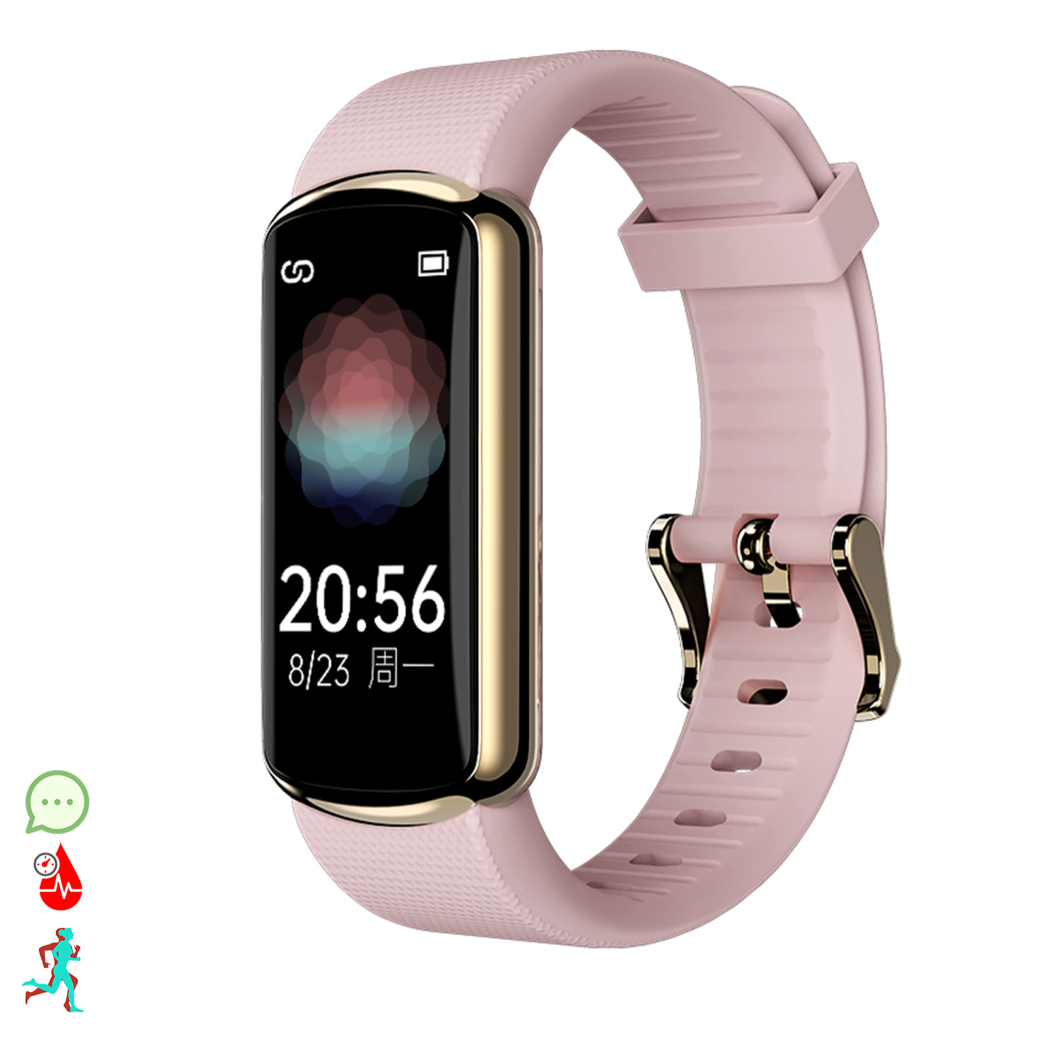 Brazalete inteligente D4 con monitor de tensión y O2. Varios modos deportivos, notificaciones de apps.