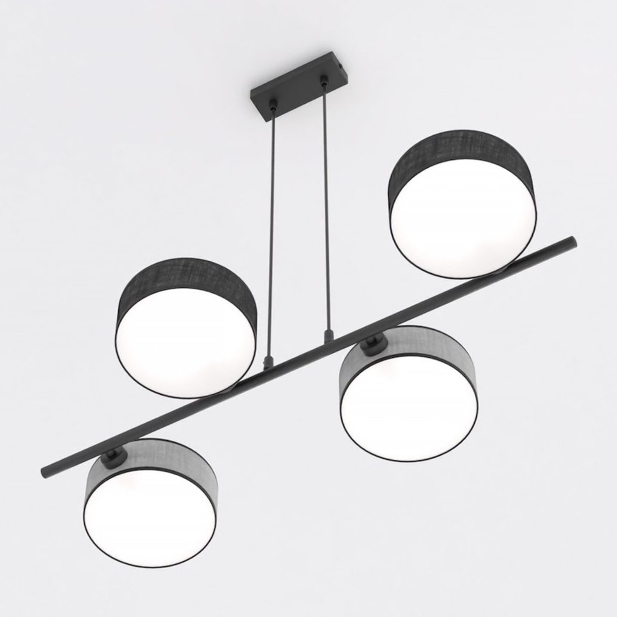 Lampada a sospensione DRUMZ in acciaio nero e tessuto