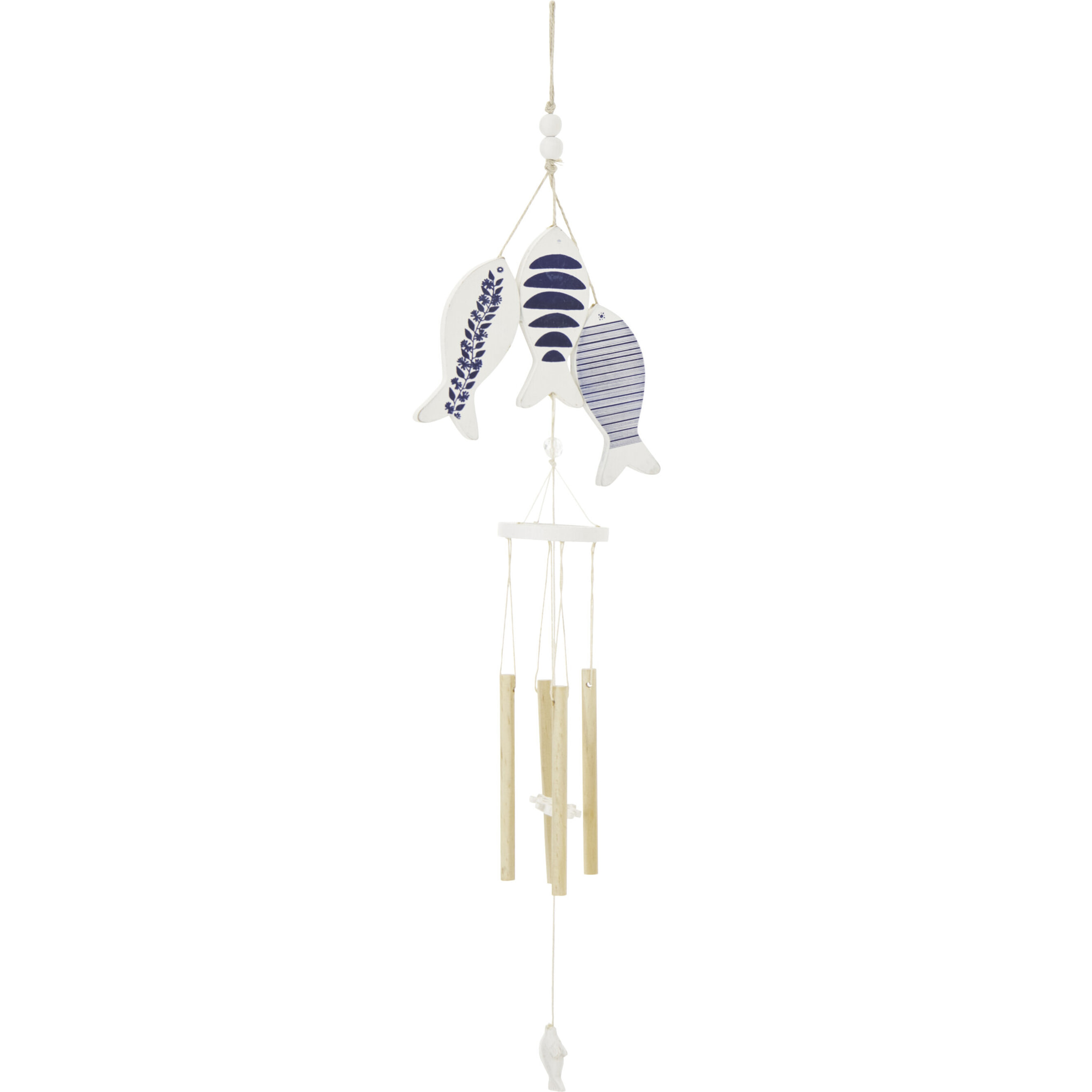 J-Line Carillon Poisson à Motifs - corde/bois - bleu/blanc