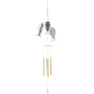J-Line Carillon Poisson à Motifs - corde/bois - bleu/blanc