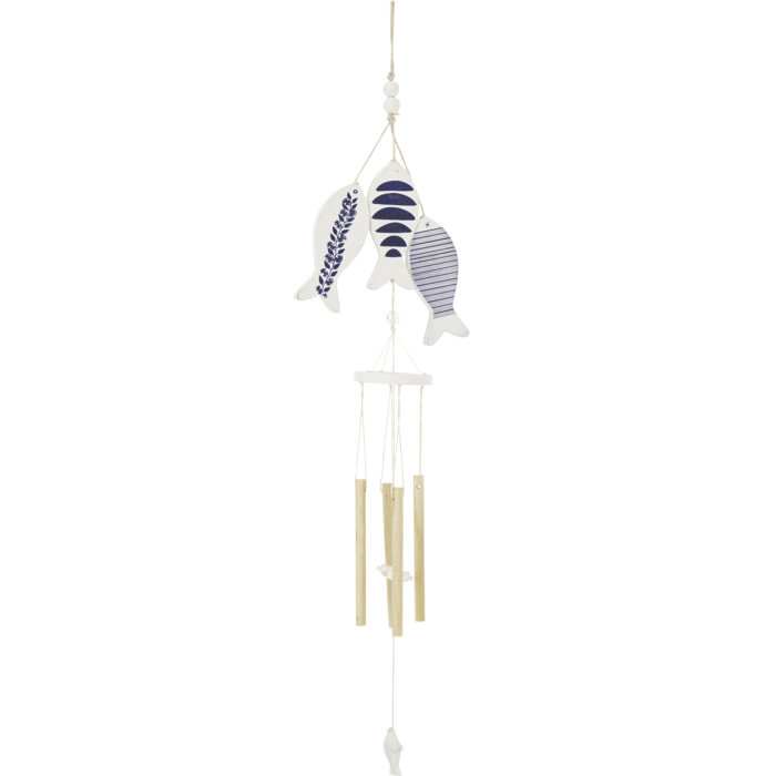 J-Line Carillon Poisson à Motifs - corde/bois - bleu/blanc