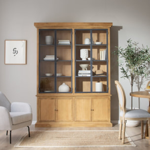 Vitrine Parma -bois massif de manguier et métal-couleur provence naturelle 158 x 210 x 40 cm