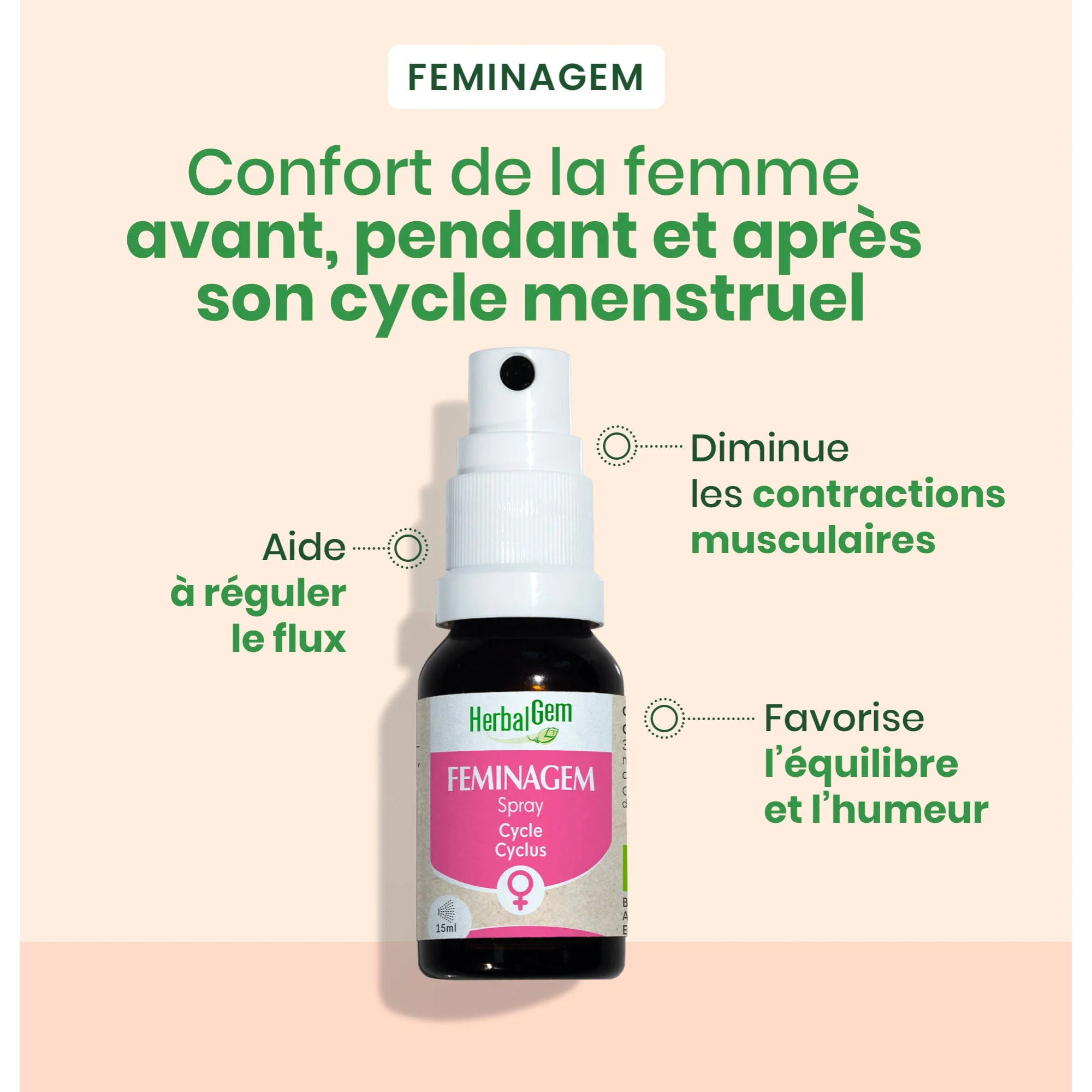 Herbalgem- FeminaGem spray - cycle féminin - Bio - 15 ml