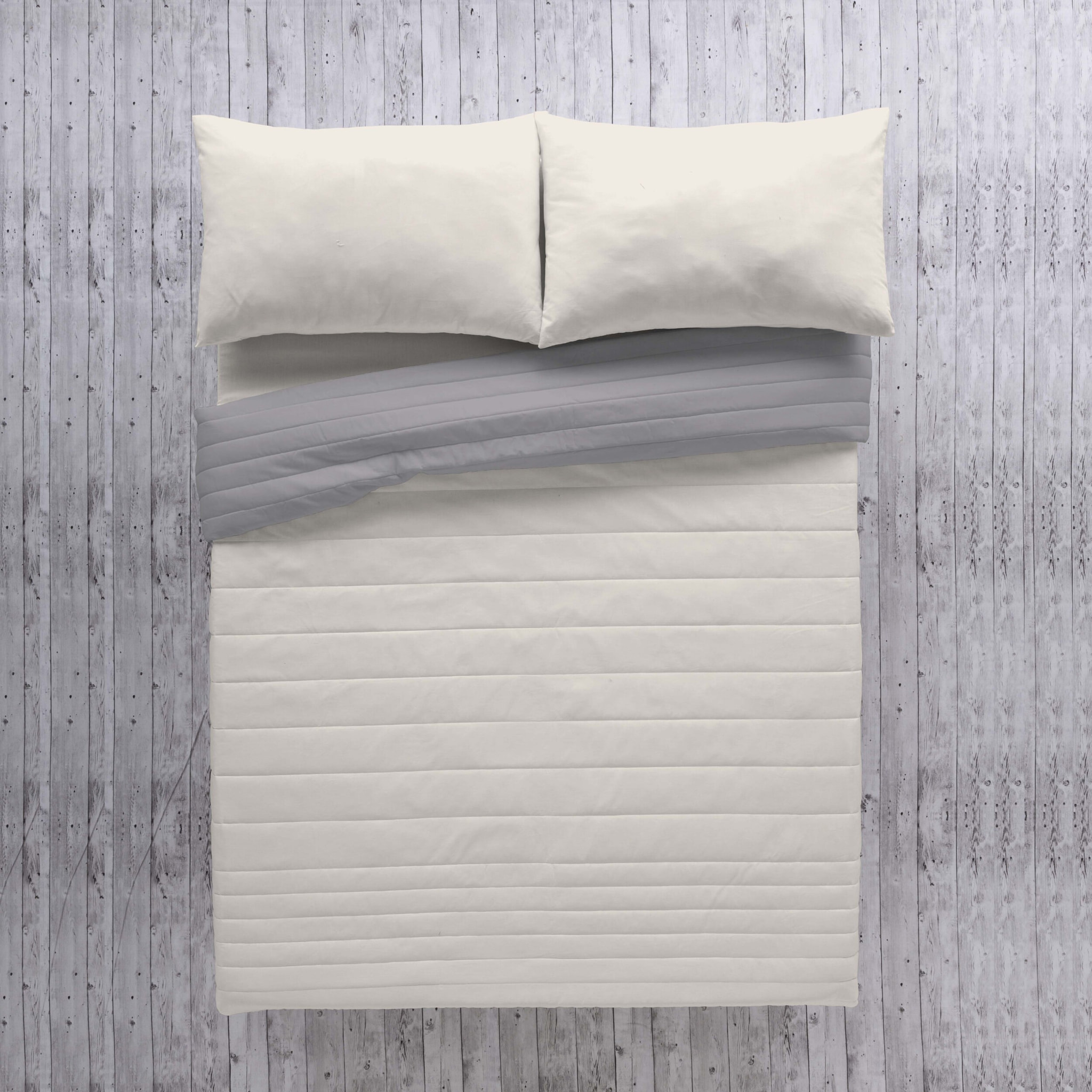 Icehome - Colcha Bouti - Lisa - Reversible - 100% Microfibra - 70 gr/m² - L.807 Gris/L.198 Piedra