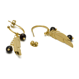 Pendientes de Onix acabados en oro amarillo de 18k