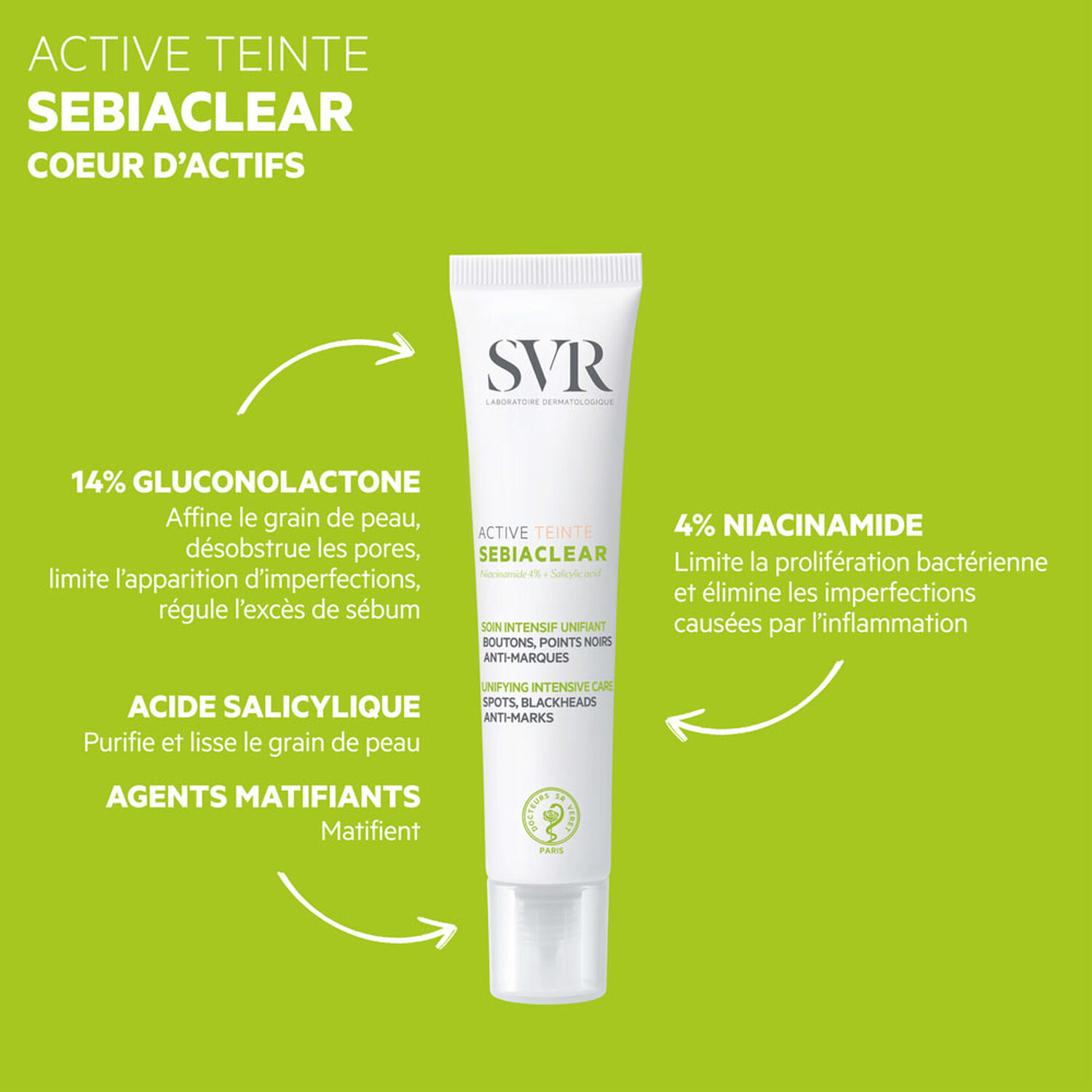 Sebiaclear - Soin Intensif Unifiant Boutons, Points Noirs, Anti-Marques 40 ml