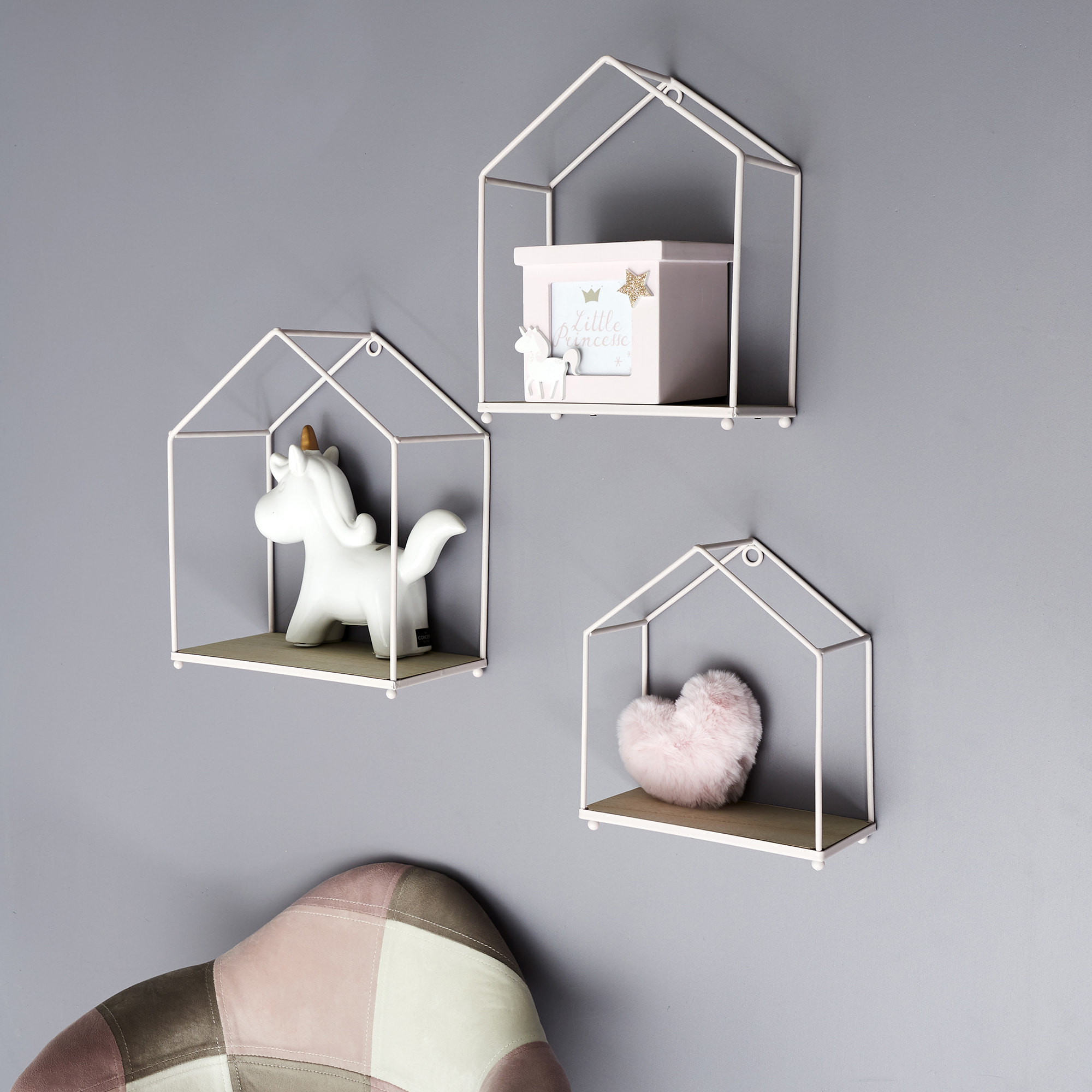 Etagere Maison Filaire Rose X3