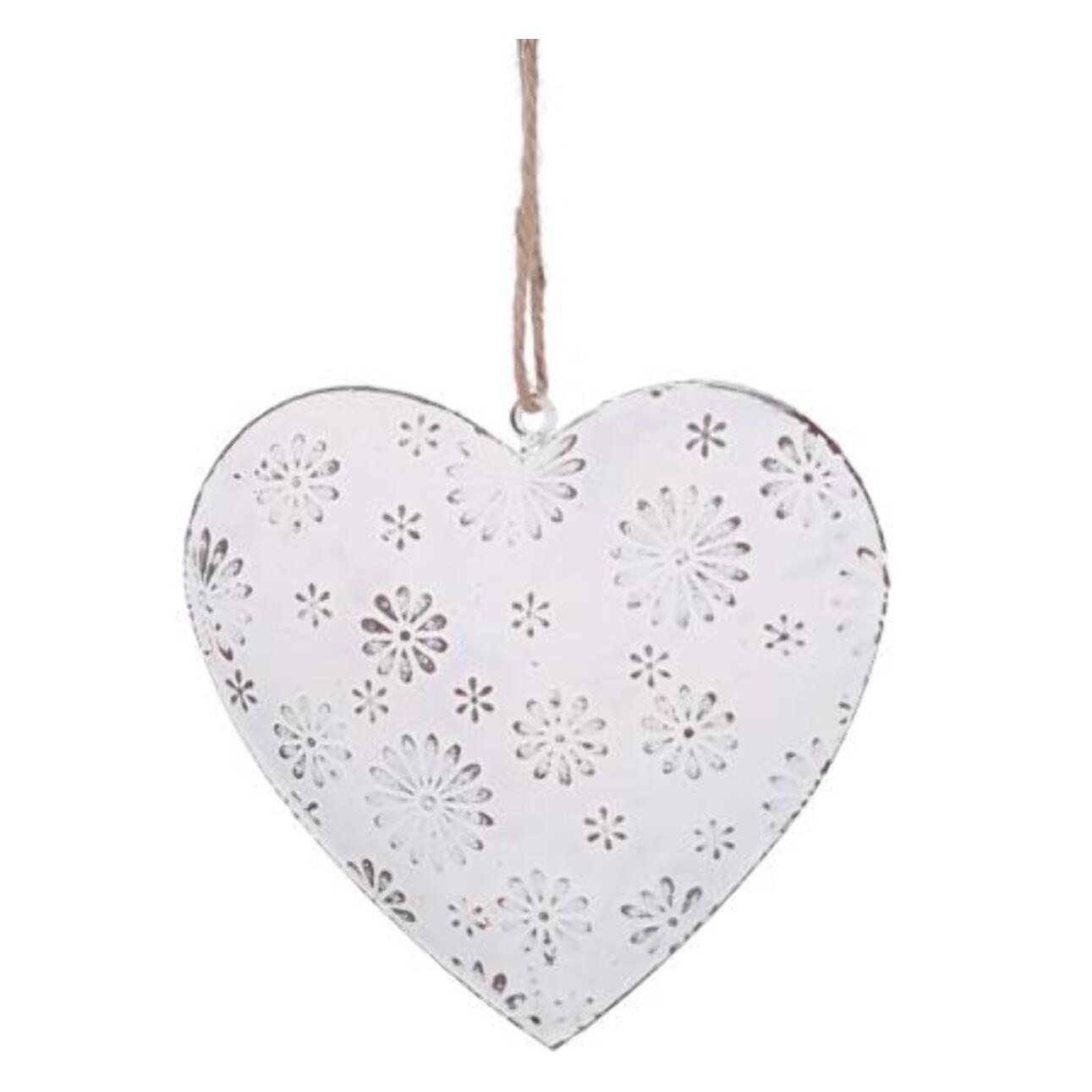 Cuore di metallo bianco cm10,5x9x2