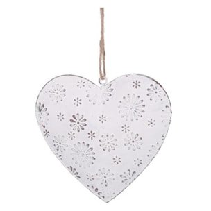 Cuore di metallo bianco cm10,5x9x2