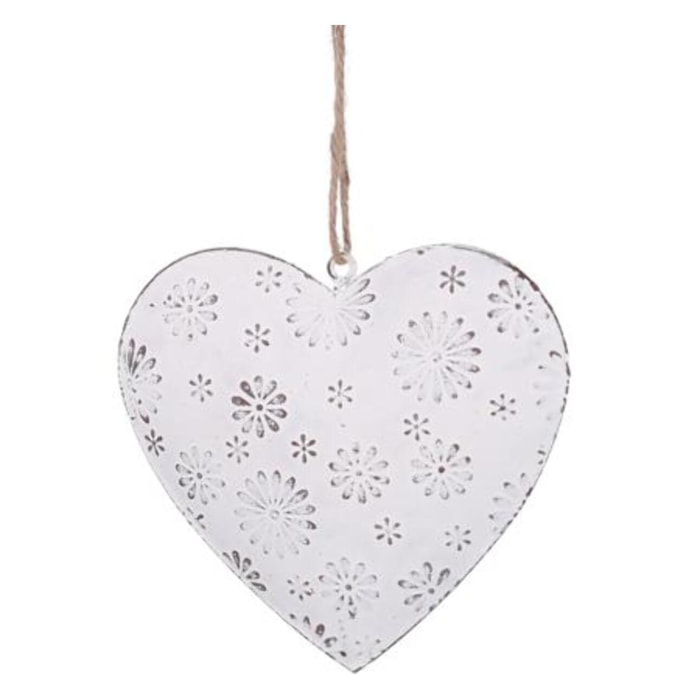 Cuore di metallo bianco cm10,5x9x2