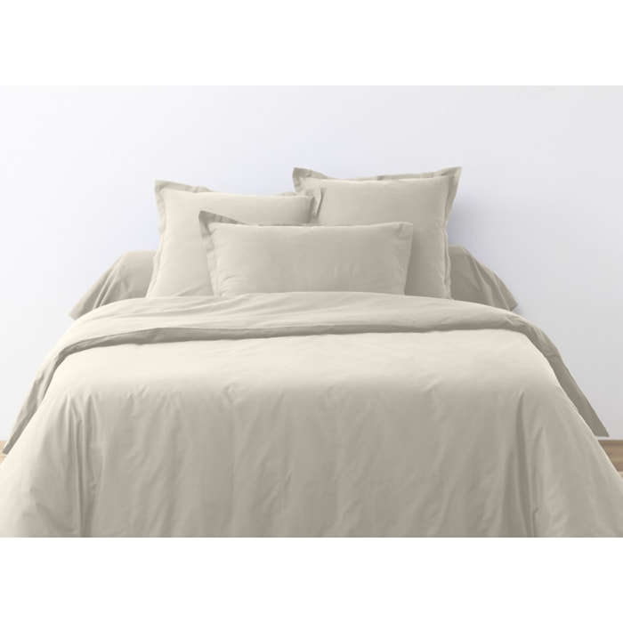 Parure Housse De Couette + 1 taie 100% Coton 57fils Ivoire