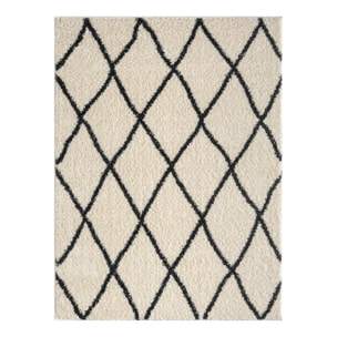 Tapis Shaggy longues mêches et aux motifs traditionnels Berbères