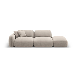 Canapé modulable droit "Lucien" 3 places en velours beige foncé