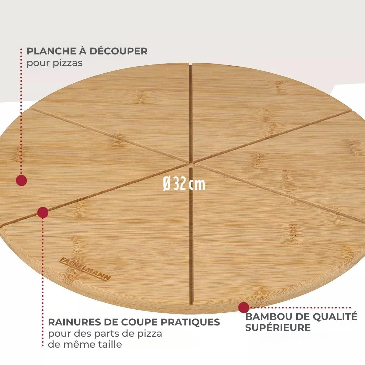 Set de 4 planches à pizza en bois Fackelmann Boisselerie