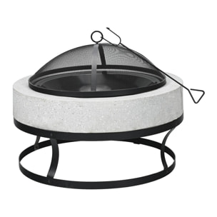 Brasero barbecue en pierre "Torro" - 70 x 70 x 49 cm - Blanc