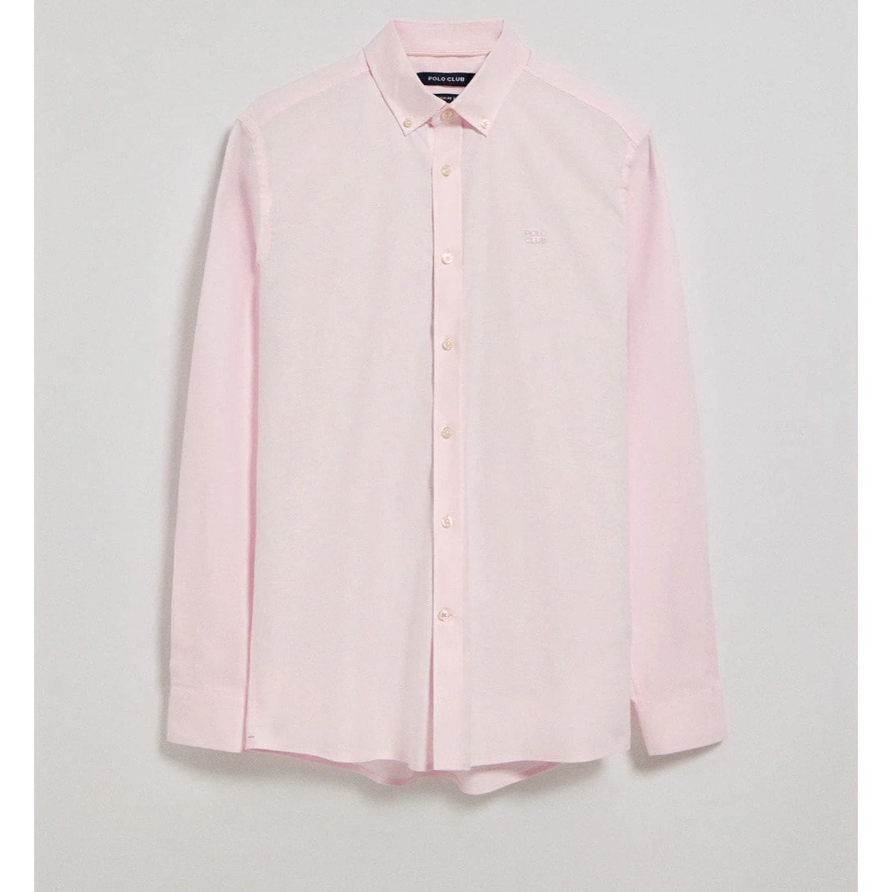 Camicia a tinta unita oxford rosa con logo ricamato Polo Club