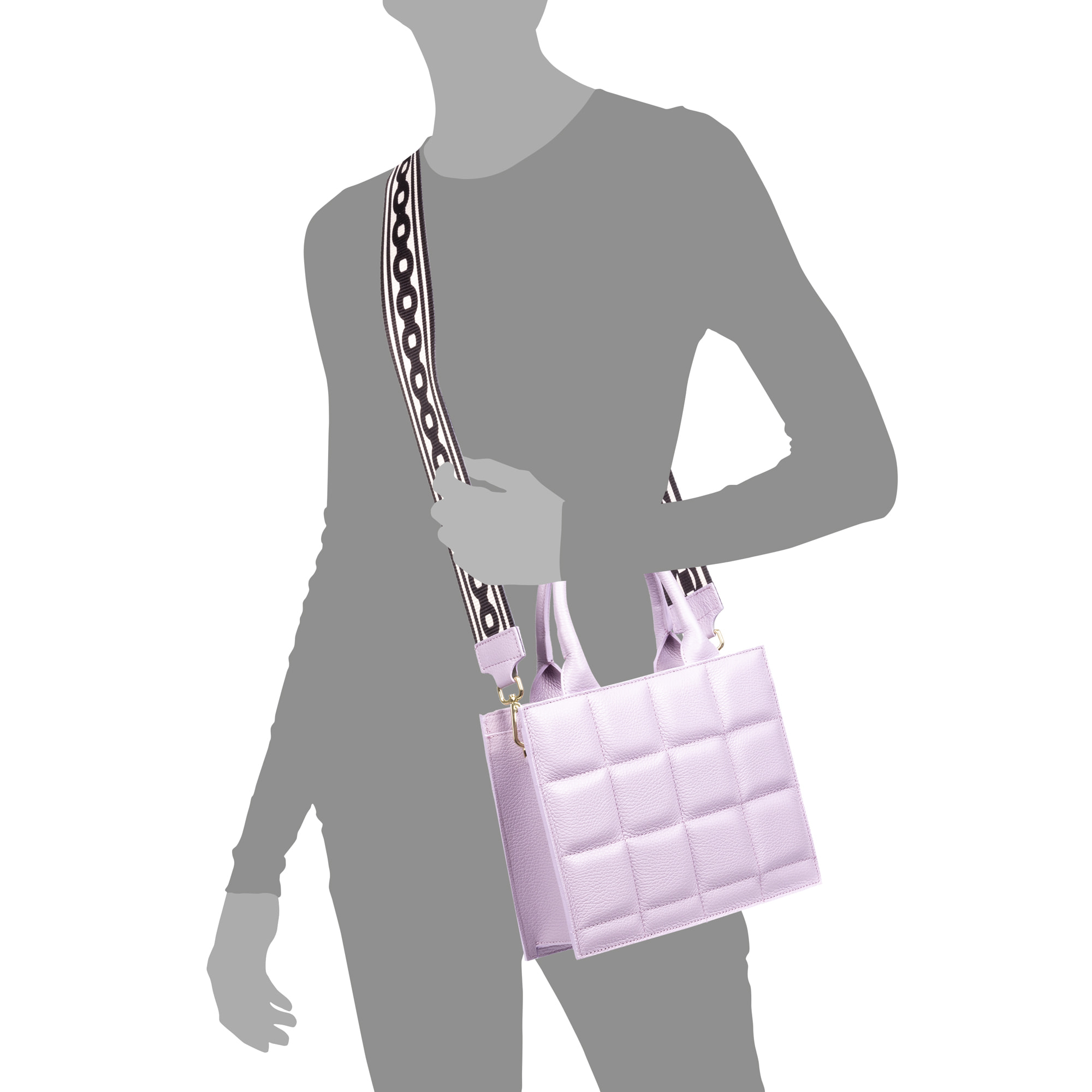 Albino borsa tote da donna. Pelle autentica finitura Dollaro trapuntata.