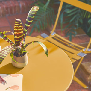 Table de jardin bistrot pliante métal + 2 assises EMILIA