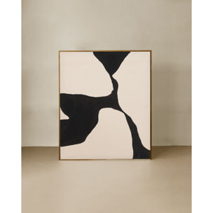 Tableau beige et noir décoratif sur coton avec cadre en bois peint à la main à la peinture à l'huile en différentes tailles