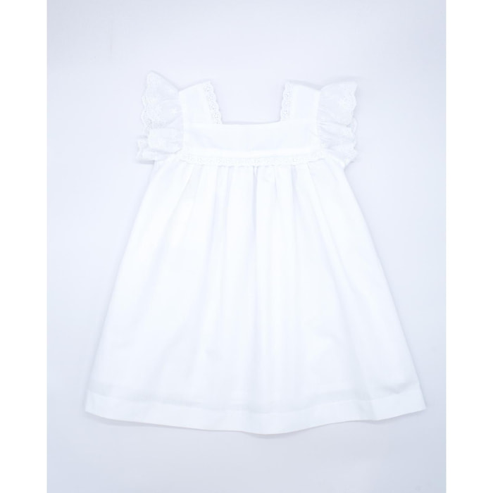 Vestido tira bordada popelín blanco