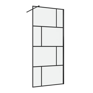Paroi de douche a l'italienne serigraphie type Briques - 90x195cm - Profile noir mat - verre 5mm