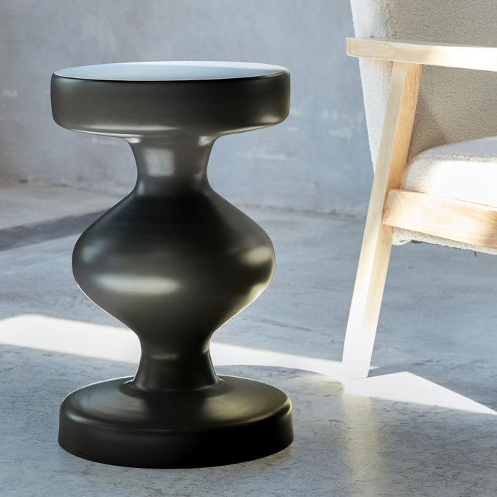 Table d'appoint. bout de canapé. table de chevet en métal. noir. Hawa Ø29.5 x H 47cm