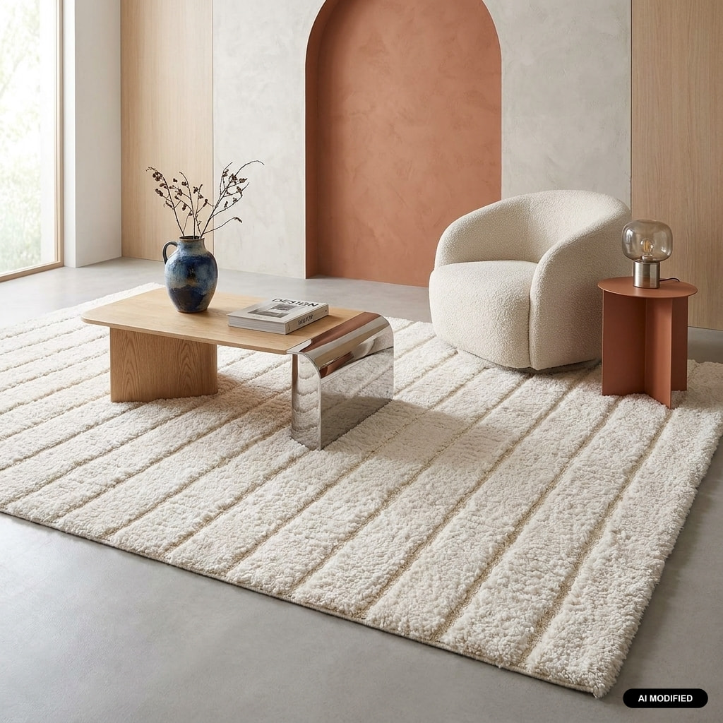Tapis intérieur motif linéaire crème SOL