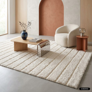 Tapis intérieur motif linéaire crème SOL
