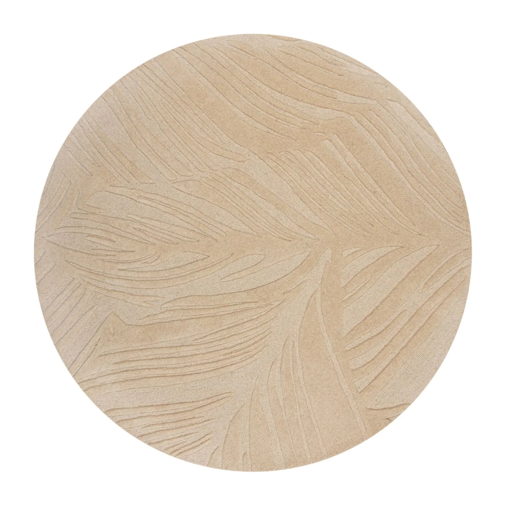 Tapis en laine rond FEUILLAGE Beige