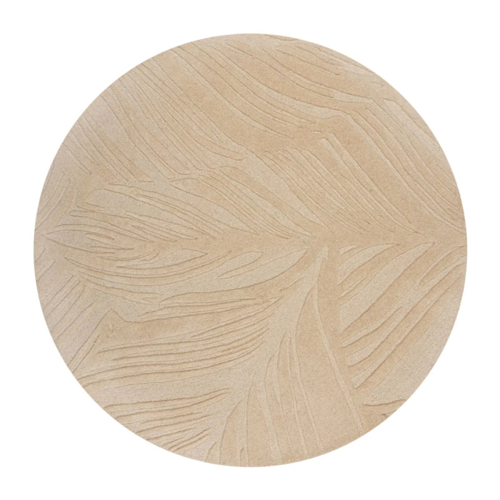 Tapis en laine rond FEUILLAGE Beige