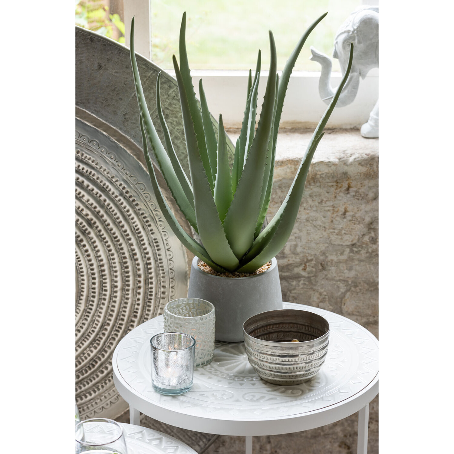 J-Line Photophore Oriental Verre Argent