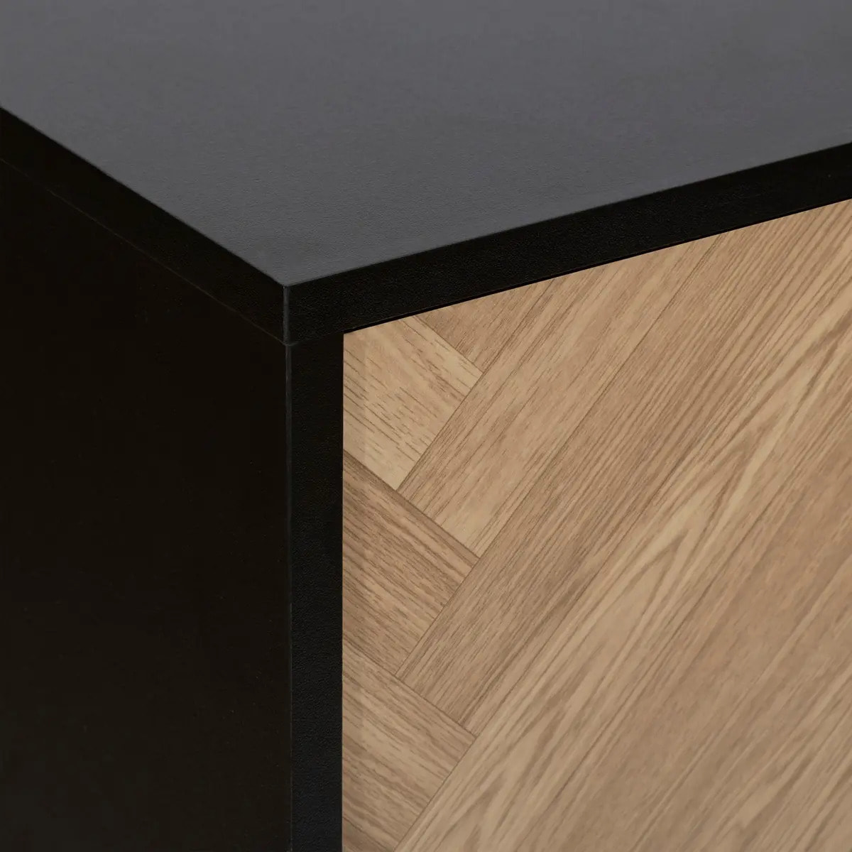 Cabinet "Chevrons" 2 portes effet pin naturel et noir 110x80cm