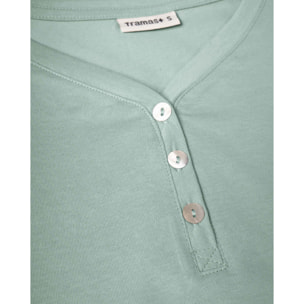 Pigiama lungo in cotone sagittario verde tiffany con scollo a v