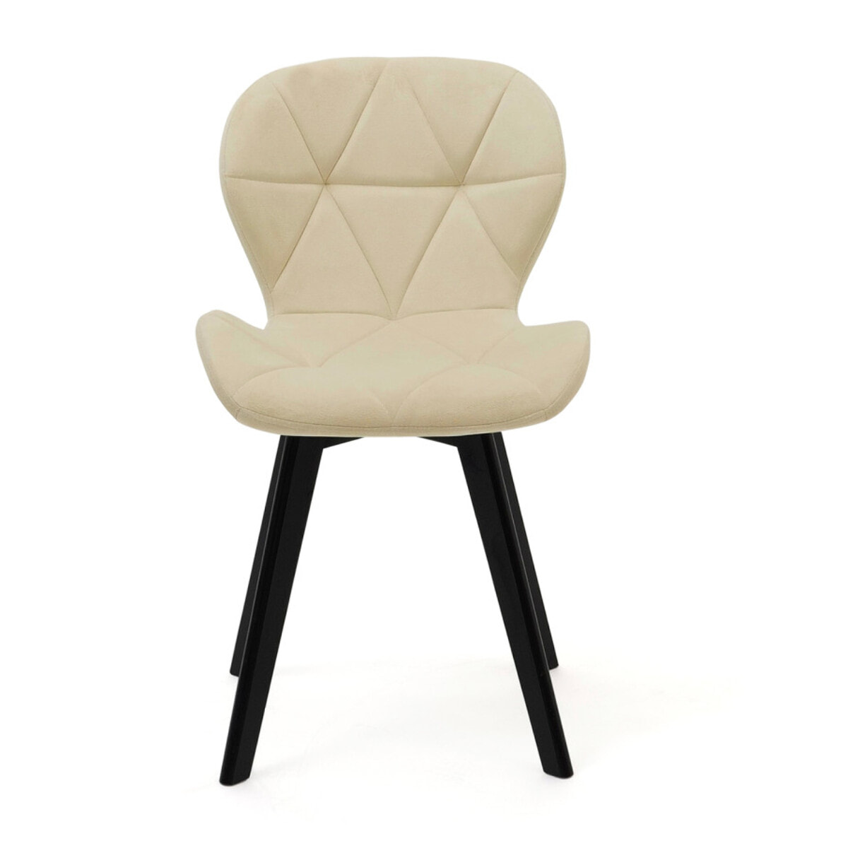 Chaises Daisy en velours et pieds noirs - Crème