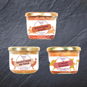 Assortiment de 3 Terrines : Lièvre, Pintade & Sanglier - 180gx3 - France