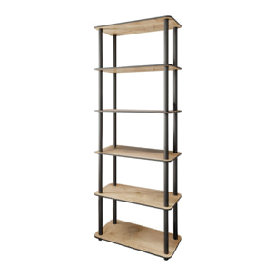 MAEVA Étagère contemporaine effet chêne - 6 niveaux