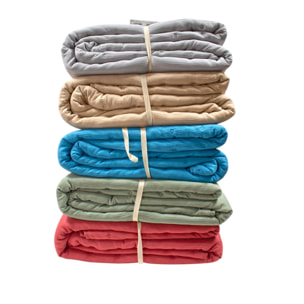 COPRILETTO LETTO MATRIMONIALE AZZURRO MEZZA STAGIONE TINTA UNITA EFFETTO STROPICCIATO