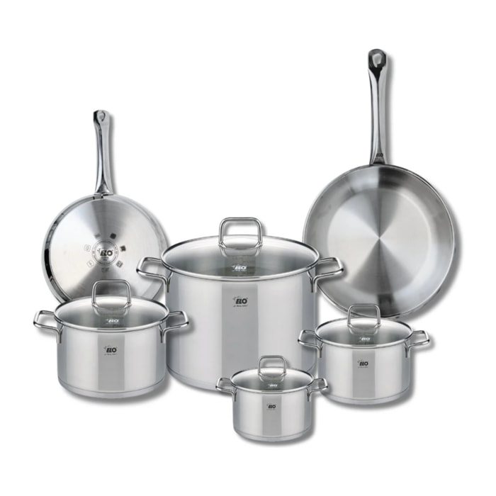 Ensemble de 2 Poêles de cuisson 24 et 28 cm et 4 faitouts 14, 16, 20 et 26 cm Elo Profi Citrin