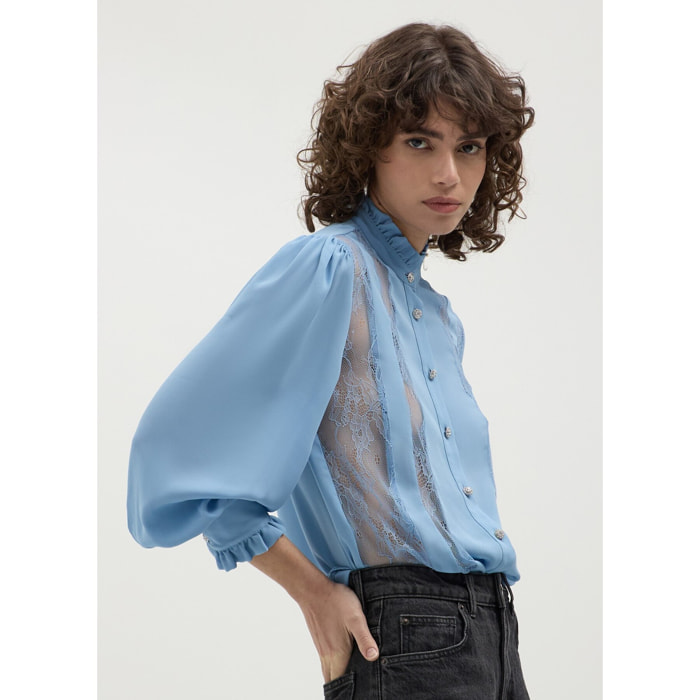 Camicia con inserti in pizzo