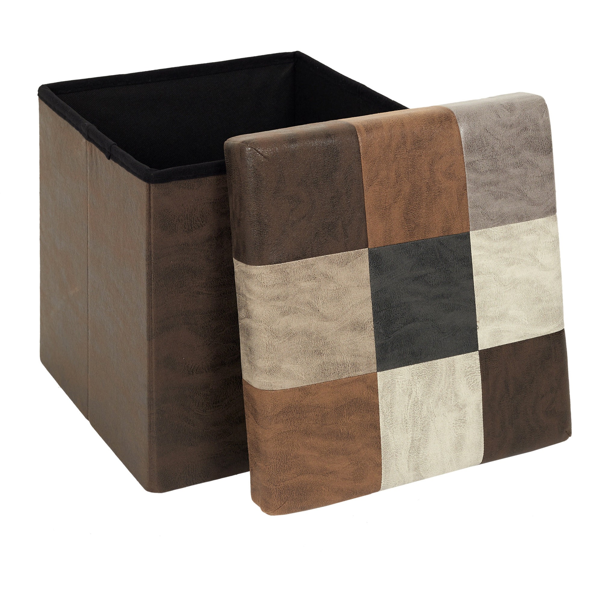 Coffre Pouf Pliable Patchwork Pu M4